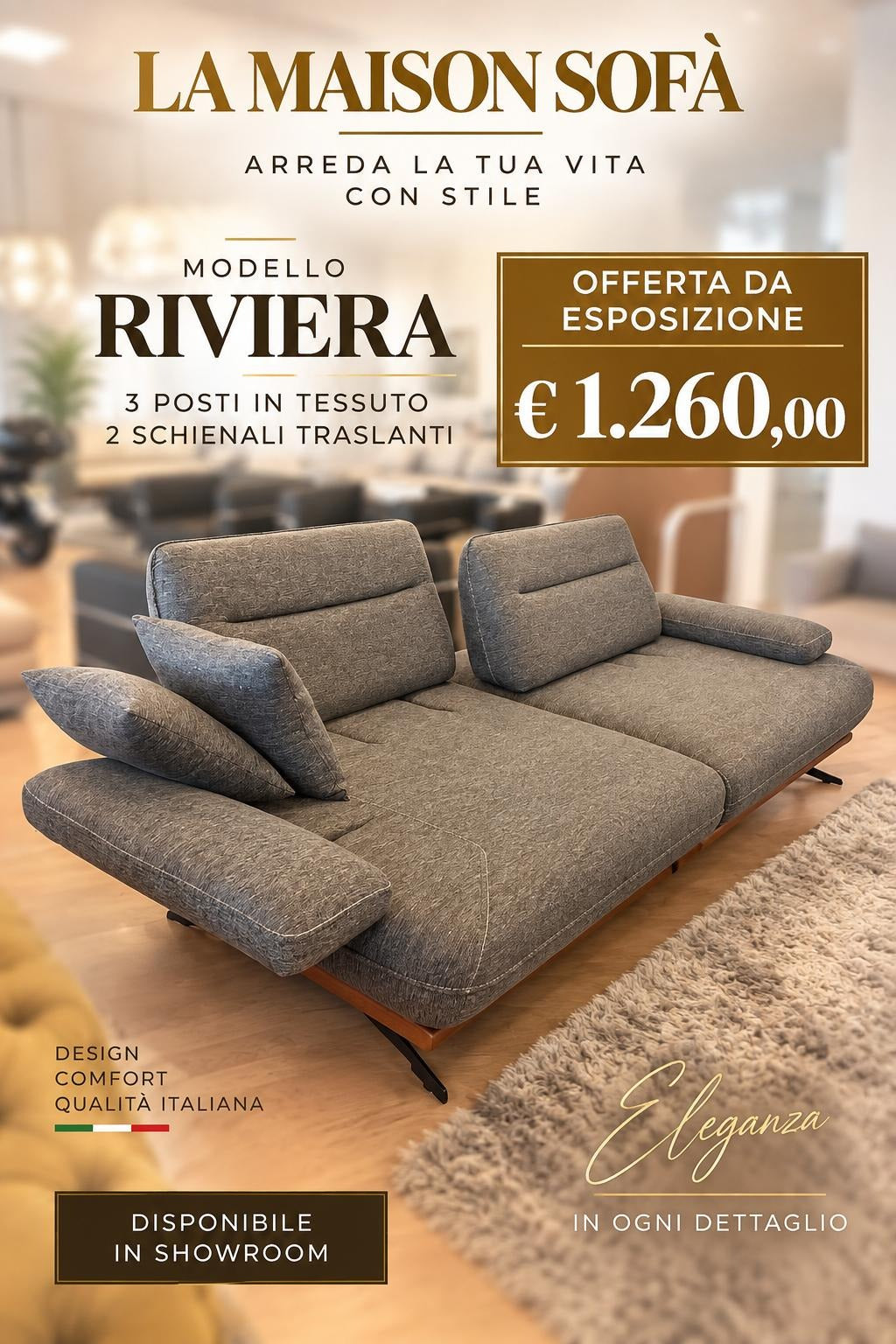 OFFERTA Modello LUTUS 3 posti in tessuto da ESPOSIZIONE | La Maison Sofà Matera