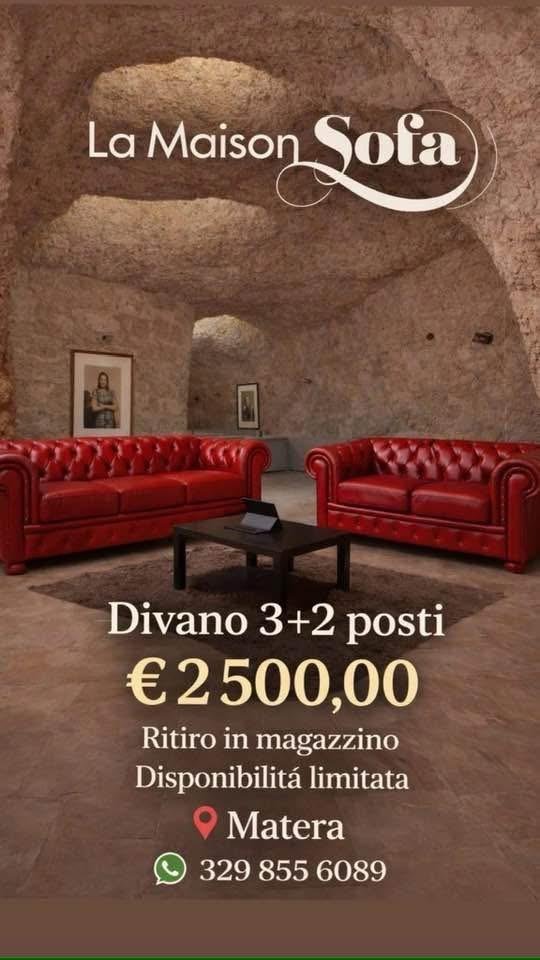 OFFERTA Modello CAMELIA Chesterfield 3+2 vera pelle