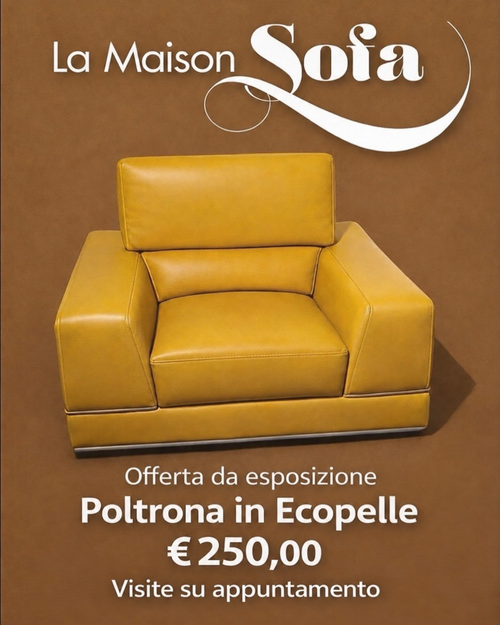 Poltrona Acquamarina in ecopelle gialla – Offerta da esposizione €250 – Visite su appuntamento